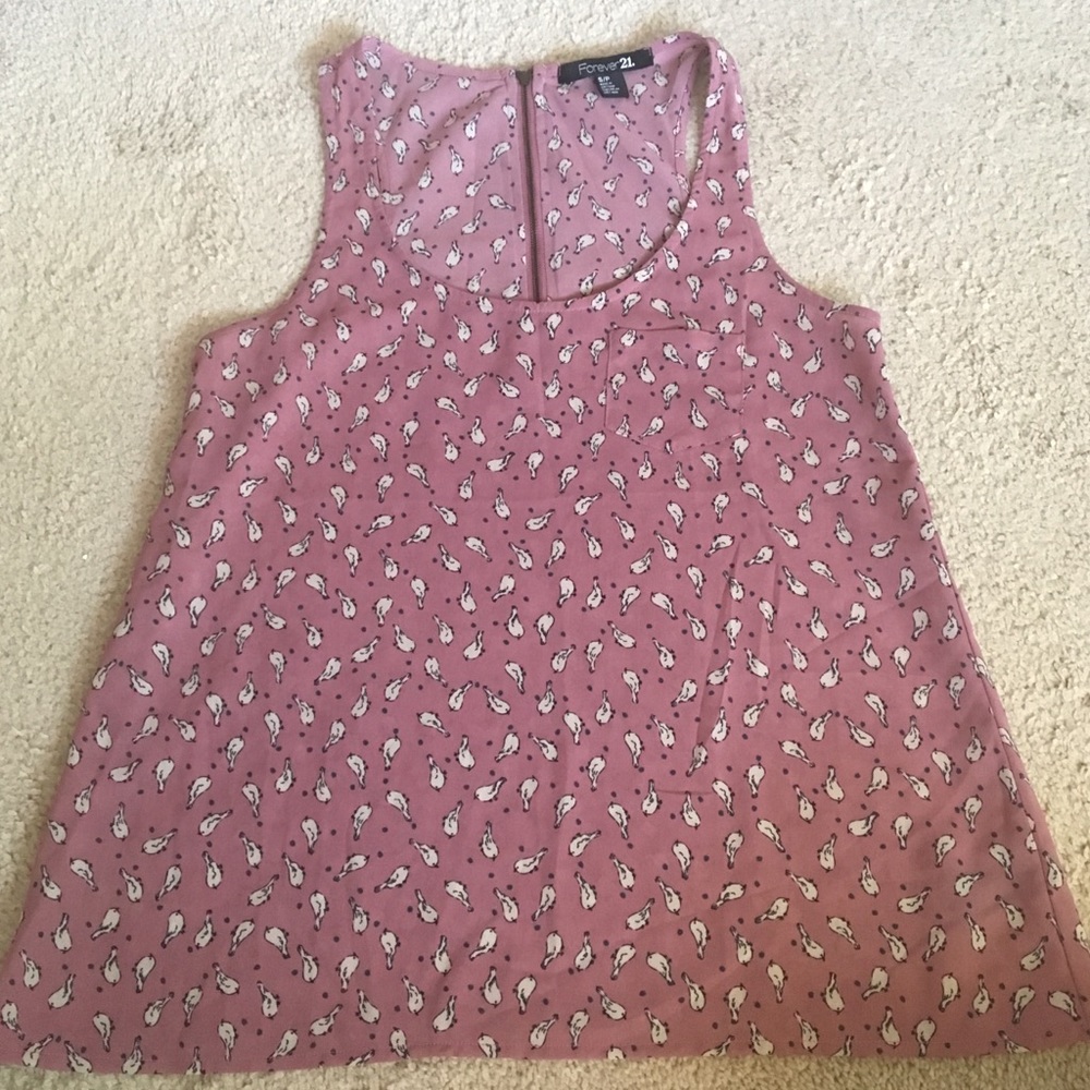Bird Print Mauve Pink Tank